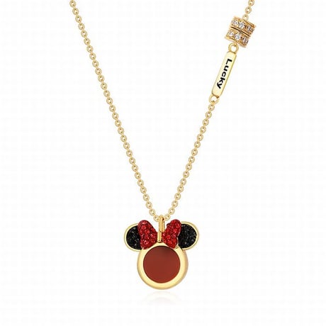 ネックレス Disney ディズニー ミニーマウス MINNIE ミニー ペンダント クロスチェーン コラボ 合金 メッキ クリスタル DTC-606635275762