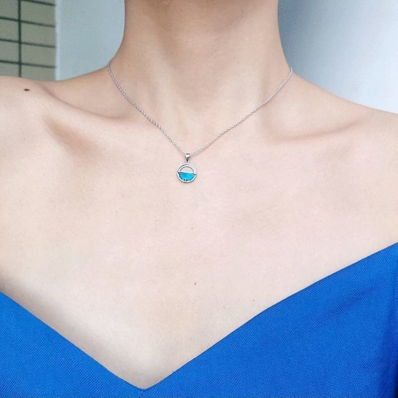 ネックレス レディース スターリングシルバー クリア ブルー 人工水晶