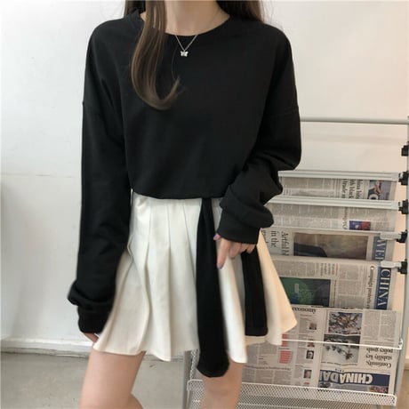 Tシャツ スウェット バックリボン プルオーバー オープンバック ショート丈 長袖 韓国ファッション レディース トップス 大人可愛い ガーリー カジュアル DTC-652203511871
