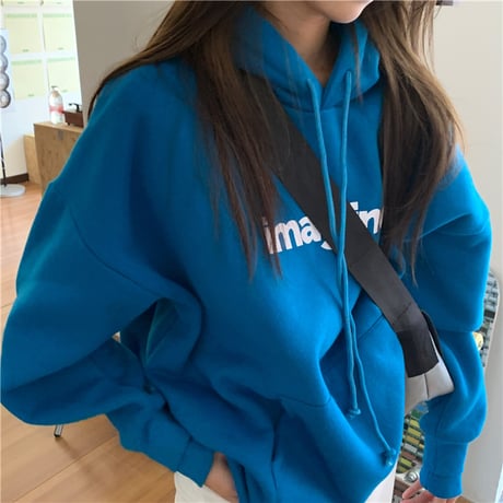 パーカー プルオーバー 裏起毛 トップス プラスベルベット オーバーサイズ 長袖 レトロ 韓国ファッション レディース ガーリー カジュアル ストリート系 DTC-629322853018