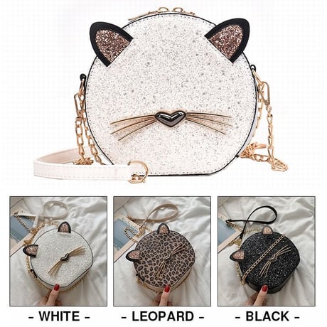 猫モチーフ スパンコール ショルダーバッグ ミニバッグ チェーンストラップ アニマルバッグ 丸い 斜めがけ シンプル 肩掛け レトロ かわいい ガーリー DTC-598736833746