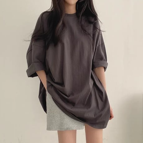 ユニセックス Tシャツ ロゴ バックプリント 半袖 ドロップショルダー トップス 半袖 クルーネック ビッグTシャツ シンプル ルーズ レトロ カジュアル DTC-723835018877