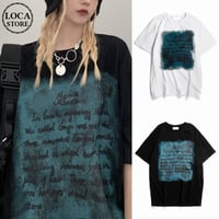 ユニセックス Tシャツ 半袖 レタープリント 英字 ラウンドネック オーバーサイズ トップス 大きめ カジュアル ストリートファッション DTC-640058576164