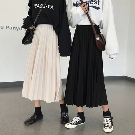レディース ロング丈 プリーツスカート ウエストゴム ハイウエスト インスタ映え ガーリー フェミニン 韓国ファッション (DCT-598616665733)