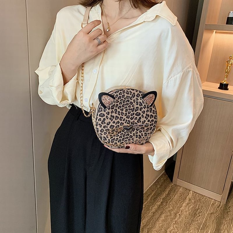 猫モチーフ スパンコール ショルダーバッグ ミニバッグ チェーン