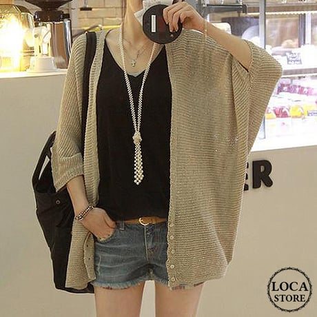 レディース カーディガン 薄手 ゆったり ドロップショルダー 体型カバー フェミニン UVケア 冷房対策 韓国ファッション (DCT-548444657239)
