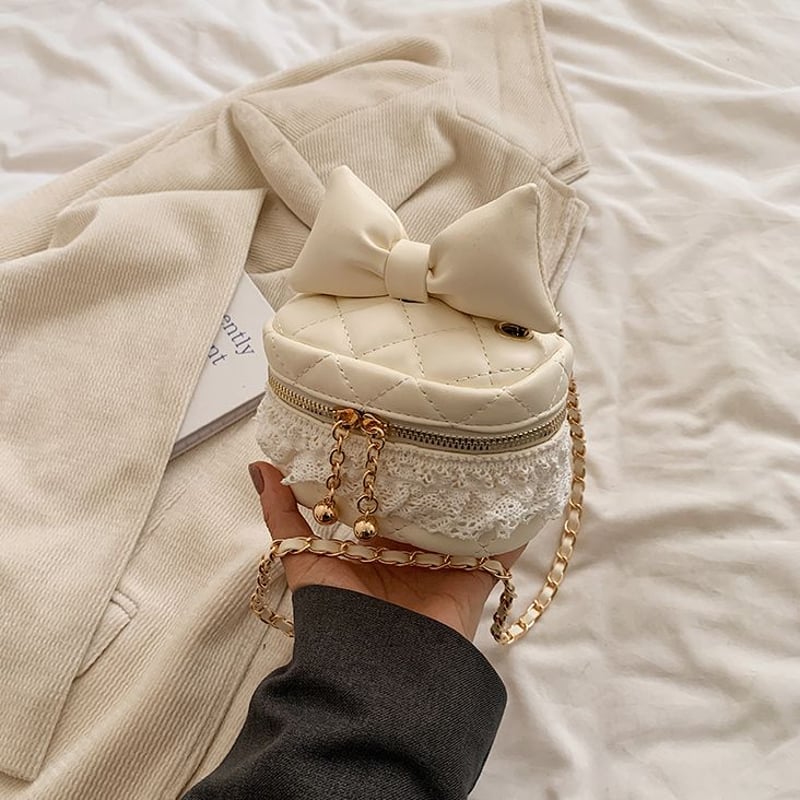 ショルダーバッグ リボン レース キルティング ミニバッグ ポーチ