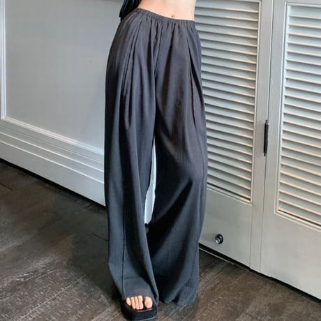 モップパンツ ワイドパンツ リネン コットン混 ハイウエスト ルーズ レトロ 韓国ファッション レディース 大人可愛い ガーリー カジュアル DTC-679631619107