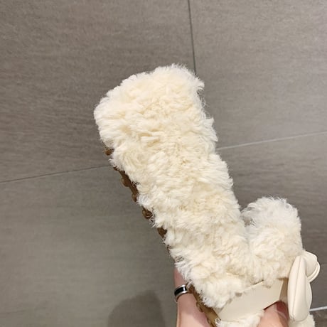 ファーシューズ ボアシューズ 22.5～25.0cm モカシン ファー フェイクファー 防寒 暖かい もこもこ 靴 かわいい 韓国ファッション レディース DTC-657432356022