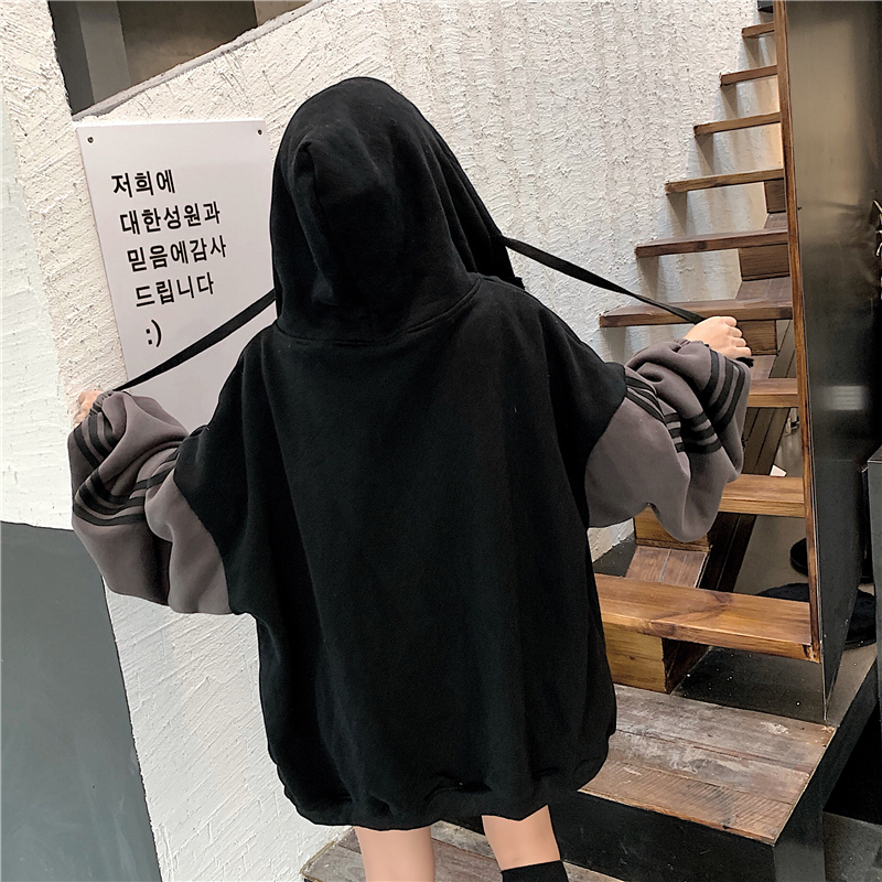 バイカラー パーカー ジップアップ 韓国 ファッション