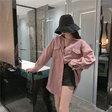 コーデュロイシャツ コーデュロイ シャツワンピース ベルト付き 長袖 ゆったり 韓国ファッション レディース カジュアル 大人カジュアル 大人可愛い ガーリー DTC-602944254740