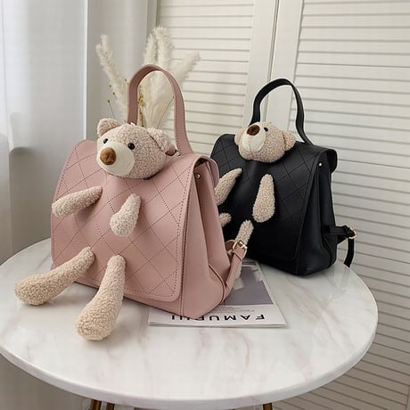 クマのぬいぐるみ 2WAYバッグ ハンドバッグ バッグパック リュックサック ミニバッグ アニマルバッグ シンプル 鞄 レトロ DTC-624226656714