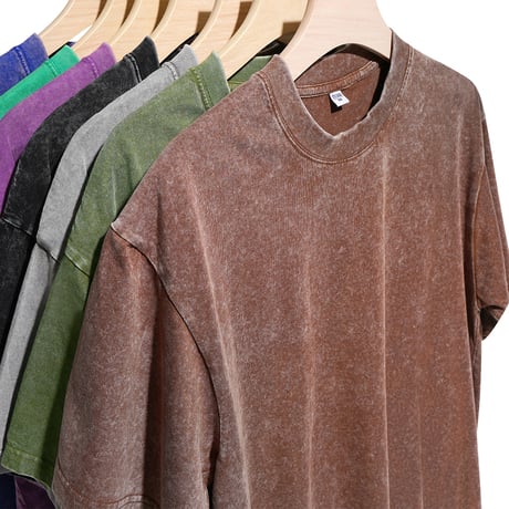 ユニセックス ヴィンテージ風 tシャツ ウォッシュ加工 オーバーサイズ ドロップショルダー ルーズ 無地 レトロ カジュアル ストリート系男子 ストリート系女子 DTCA-786974473888