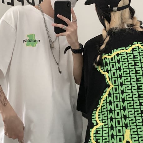 ユニセックス Tシャツ 半袖 クマちゃん ベアー レタープリント オーバーサイズ 韓国ファッション メンズ レディース カジュアル ストリートファッション DTC-644216065107