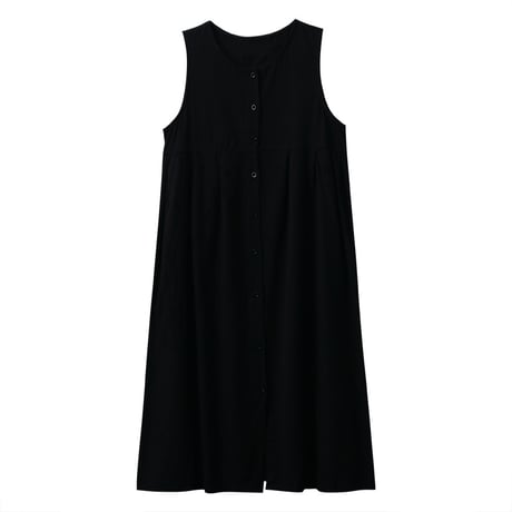 ワンピース ノースリーブ フロントボタン 韓国ファッション レディース シンプル シングルブレスト ガーリー DTC-599576065242