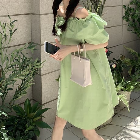 フリル ワンピース オフショルダー 半袖 パフスリーブ ミニワンピース ハイウエスト レトロ 韓国ファッション レディース 大人可愛い ガーリー DTC-671507172451