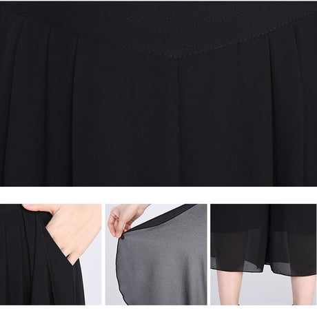 レディース レースフリル ワイドパンツ クロップドパンツ スカート風パンツ ガウチョ 韓国ファッション  (DCT-588962570413_a)