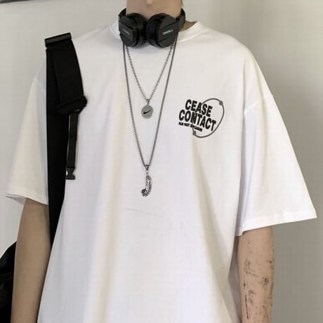ユニセックス Tシャツ 半袖 ラウンドネック オーバーサイズ 韓国ファッション メンズ レディース トップス 大きめ カジュアル ストリートファッション DTC-638006904577