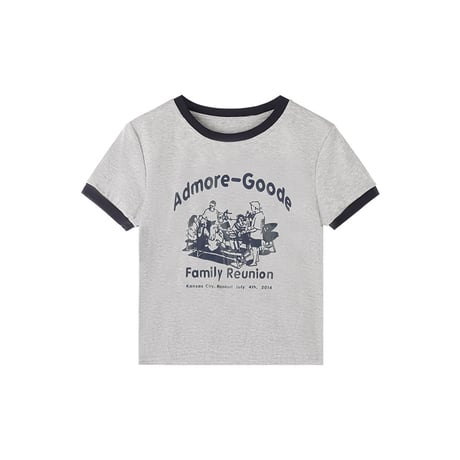 レトロプリント Tシャツ ショート丈 半袖 クルーネック スリムフィット レトロ カジュアル ストリートファッション ストリート系女子 DTCA-702505709620