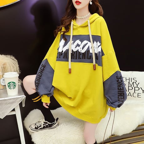 ユニセックス バイカラー パーカー プラスベルベット プルオーバー 長袖 オーバーサイズ 韓国ファッション レディース 大きめ カジュアル ストリートファッション DTC-650140228691