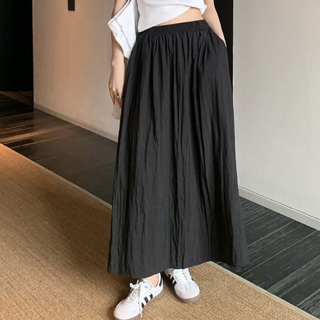 アンブレラプリーツスカート ロングスカート ハイウエスト プリーツ ロング丈 Aライン ウエストゴム レトロ 韓国ファッション レディース 大人可愛い ガーリー DTC-717441441639