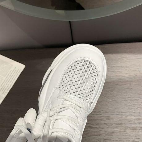 厚底 ショートブーツ 22.0～24.5cm メッシュ ぬいぐるみ付き サイドジップ レースアップ カジュアル 韓国ファッション レディース 歩きやすい おしゃれ DTC-698506329895
