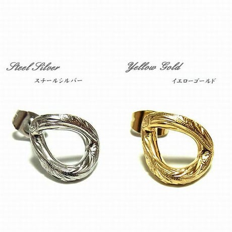 【片耳用】ハワイアンジュエリー ピアス 金属アレルギー対応 スクロール 波 サージカルステンレス メンズ レディース アクセサリー インスタ ges8182
