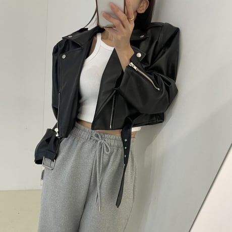 ライダースジャケット フェイクレザー ショート丈 PU ライトアウター レザージャケット ファスナー 長袖 レトロ 大人可愛い ガーリー DTCA-878196317551
