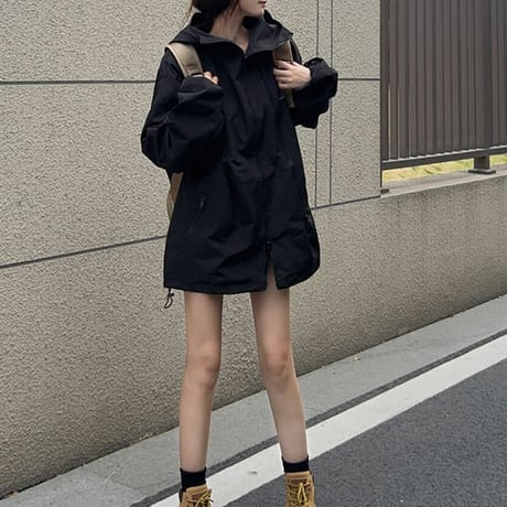ユニセックス 男女兼用 マウンテンパーカー フード付きジャケット ライトアウター ウインドブレーカー オーバーサイ カジュアル 韓国ファッション DTC-682565958551