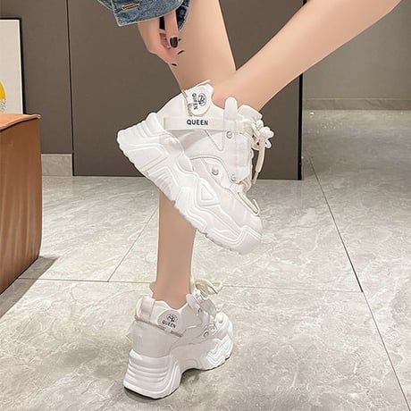 厚底スニーカー 22.0～24.5cm ダッドスニーカー 厚底 シューレース スニーカー ダッドシューズ スポーツ カジュアル 韓国ファッション レディース DTC-731800244138