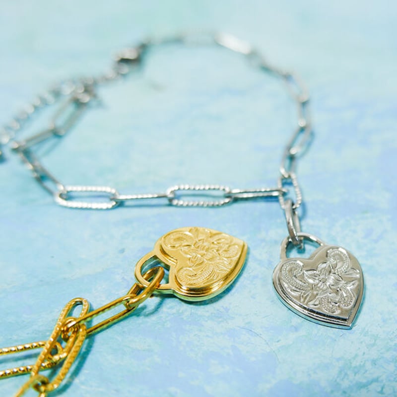 ハワイアンジュエリー アンクレット ドックタグ ハート スクロール サージカル ハワイアンジュエリー アンクレット ドックタグ ハート スクロール BOX