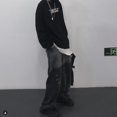 ユニセックス トレーナー プラスベルベット 天使の羽 プリント 長袖 オーバーサイズ 韓国ファッション メンズ レディース 男女兼用 大きめ カジュアル ストリート DTC-598784024725