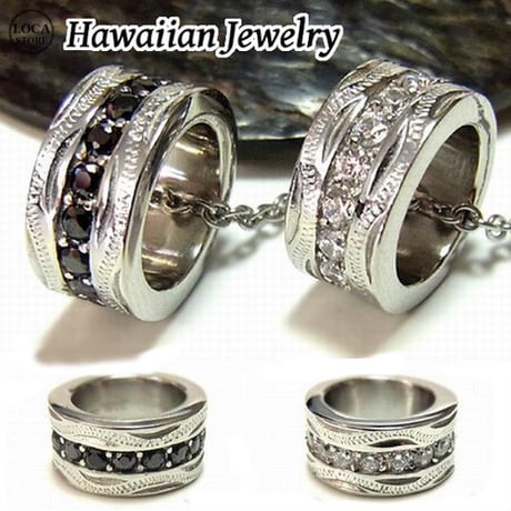 HawaiianJewelry ハワイアンジュエリー ネックレス 金属アレルギー対応 スクロール 波 キュービックジルコニア サージカルステンレス アクセサリー メンズ レディース gps8722