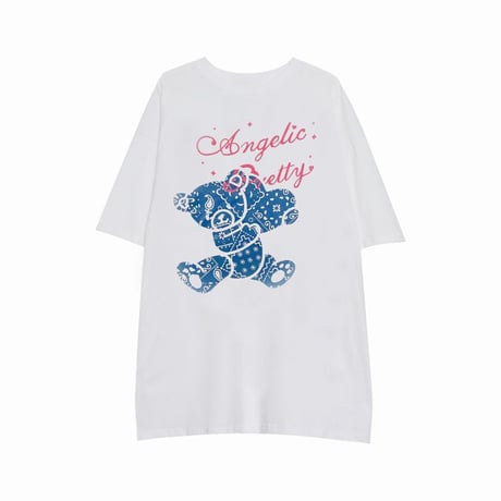 ユニセックス tシャツ ハート クマちゃん ベアー ルーズ 韓国ファッション メンズ レディース オーバーサイズ 大きめ カジュアル ストリート系 DTC-641736753814