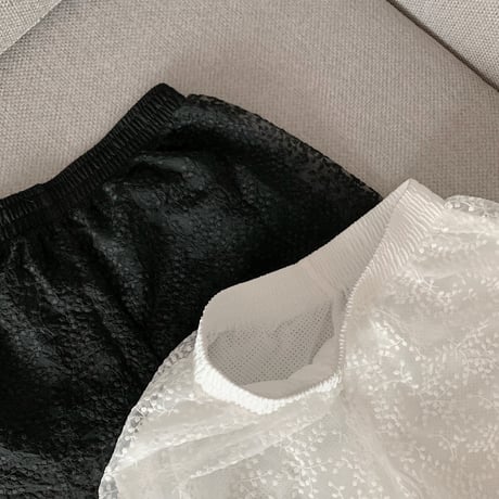 カットワークレース ショートパンツ 薄手 韓国ファッション レディース ハイウエスト ショート丈 シンプル ガーリー