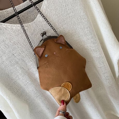 ショルダーバッグ ミニバッグ がま口 猫 ネコ 斜め掛け 肩掛け シンプル ユニーク かわいい レトロ ガーリー DTC-586650712312