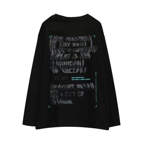 ユニセックス Tシャツ 長袖 ファントムレタープリント ラウンドネック オーバーサイズ トップス 大きめ カジュアル ストリートファッション DTC-650822796802