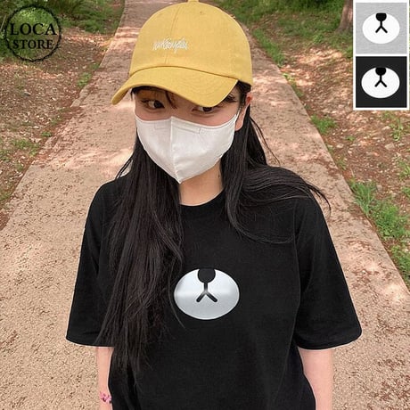 【2カラー】 ユニセックス Tシャツ 半袖 クマプリント オーバーサイズ ゆったり 韓国ファッション メンズ レディース カジュアル 韓国ストリートファッション DTC-675029754273