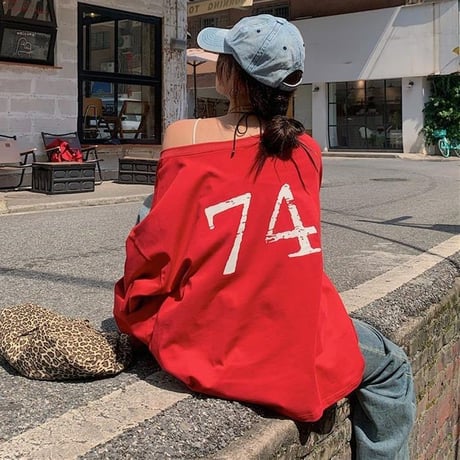 2WAY 前後着用 トップス ロンT ワンショルダー オフショルダー tシャツ スウェット アシンメトリー オーバーサイズ ゆったり レトロ 長袖 カジュアル DTCA-837273595763