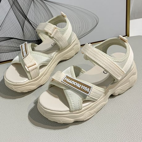 スポーツサンダル 厚底 スポサン 6.0cm 韓国ファッション レディース サンダル ベルト マジックテープ フラットサンダル 厚底サンダル フラット かわいい 歩きやすい 618070603594