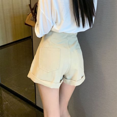 デニムショートパンツ ハイウエスト ワイドパンツ ショートパンツ デニム ショーパン レトロ 韓国ファッション レディース 大人可愛い ガーリー カジュアル DTC-671278604954