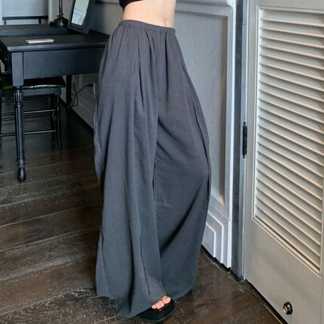 モップパンツ ワイドパンツ リネン コットン混 ハイウエスト ルーズ レトロ 韓国ファッション レディース 大人可愛い ガーリー カジュアル DTC-679631619107