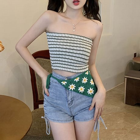 セット商品 ハートカット Tシャツ 半袖 チューブトップ ゆったり ルーズ 韓国ファッション レディース 大人可愛い ガーリー カジュアル DTC-677301507375