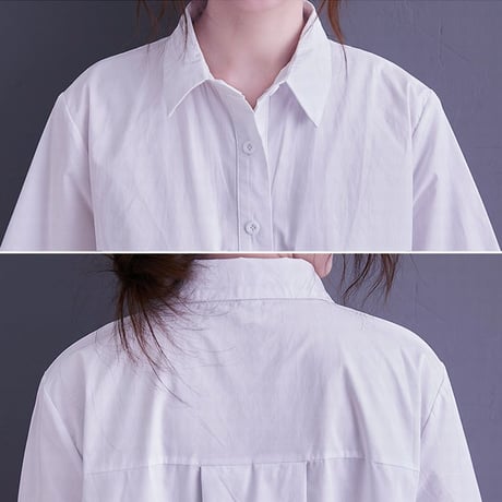 シャツワンピース ロングシャツ シャツ ワンピース アシンメトリー 不規則デザイン ルーズ 長袖 レトロ 韓国ファッション レディース 大人可愛い ガーリー DTC-634484580166