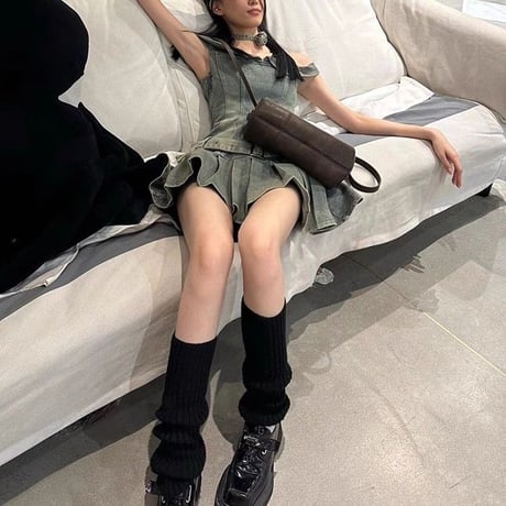 デニムワンピース ノースリーブ オフショルダー Aライン デニム ミニワンピース レトロ 大人可愛い ガーリー Y2Kファッション DTCA-803483945595