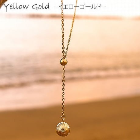 ハワイアンジュエリー ネックレス 金属アレルギー対応 Y字ネックレス 玉 チェーン付き スクロール 波 アクセサリー レディース ステンレス シルバー ゴールド ピンクゴールド gns8232
