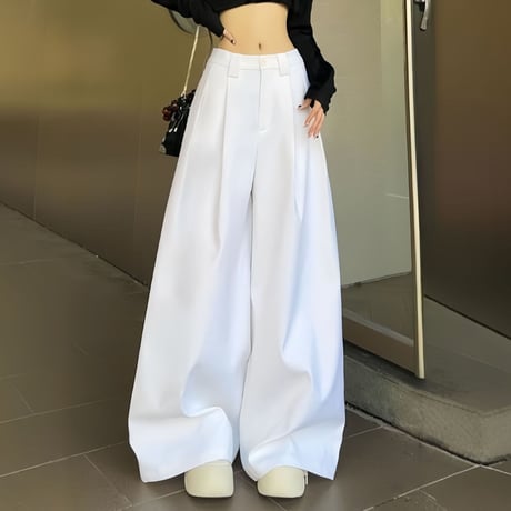 ワイドパンツ タックパンツ スラックス フレアパンツ ハイウエスト ボトムス ストレートパンツ ズボン レトロ 大人可愛い ガーリー DTCA-895514357720