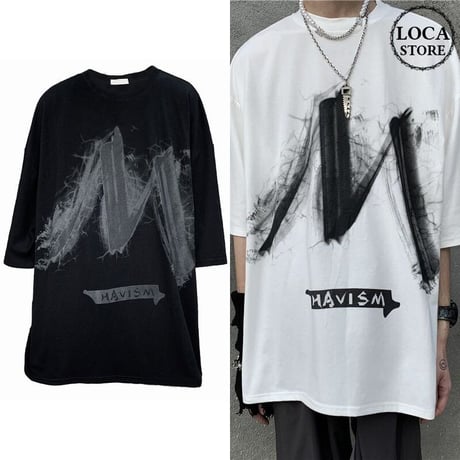 ユニセックス Tシャツ 半袖 メンズ レディース ラウンドネック 落書き風 グラフィティプリント オーバーサイズ 大きいサイズ ルーズ ストリート TBN-617876524078