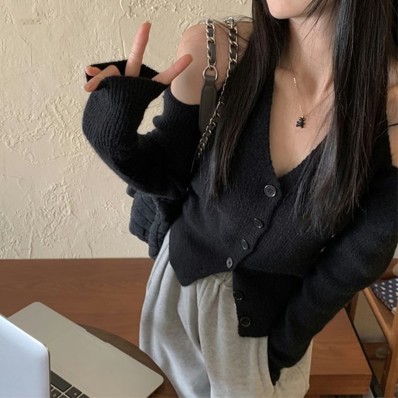 ニットカーディガン オフショルダー ホルターネック ニット