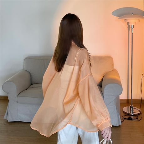 【11color】 シアーシャツ パフ袖 シフォン オーバーサイズ ルーズ シアーブラウス 長袖 レトロ 韓国ファッション レディース Y2K 大人可愛い ガーリー DTC-672456293033